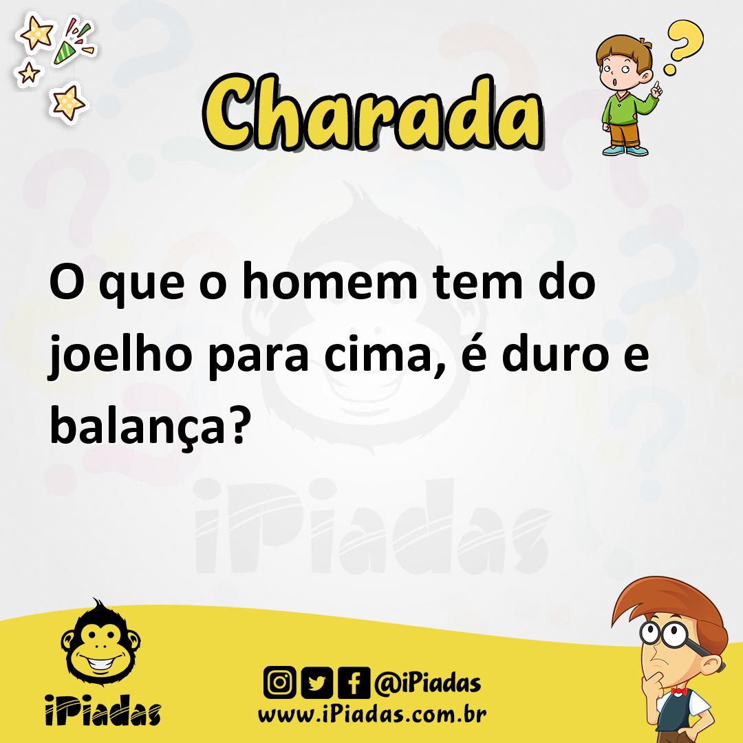 Ilustração de O que o homem tem do joelho para cima, é duro e balança? no iPiadas
