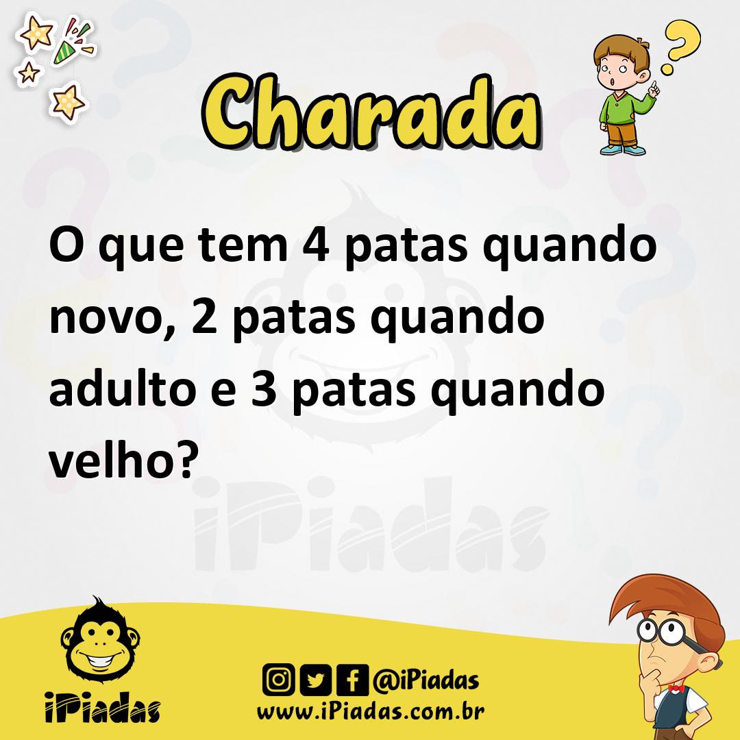 Ilustração de O que tem 4 patas quando novo, 2 patas quando adulto e 3 patas quando velho? no iPiadas