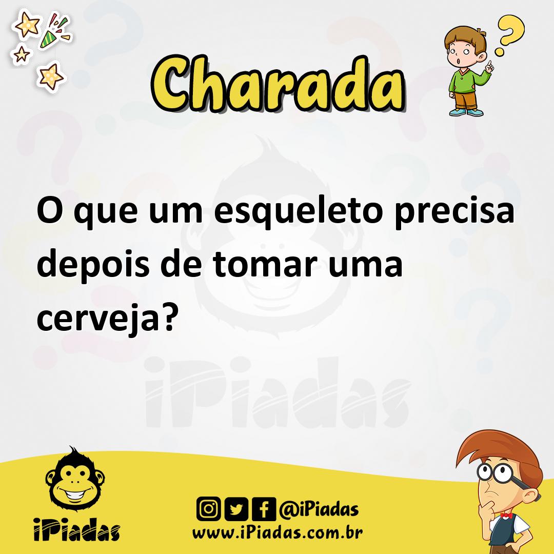 Ilustração de O que um esqueleto precisa depois de tomar uma cerveja? no iPiadas