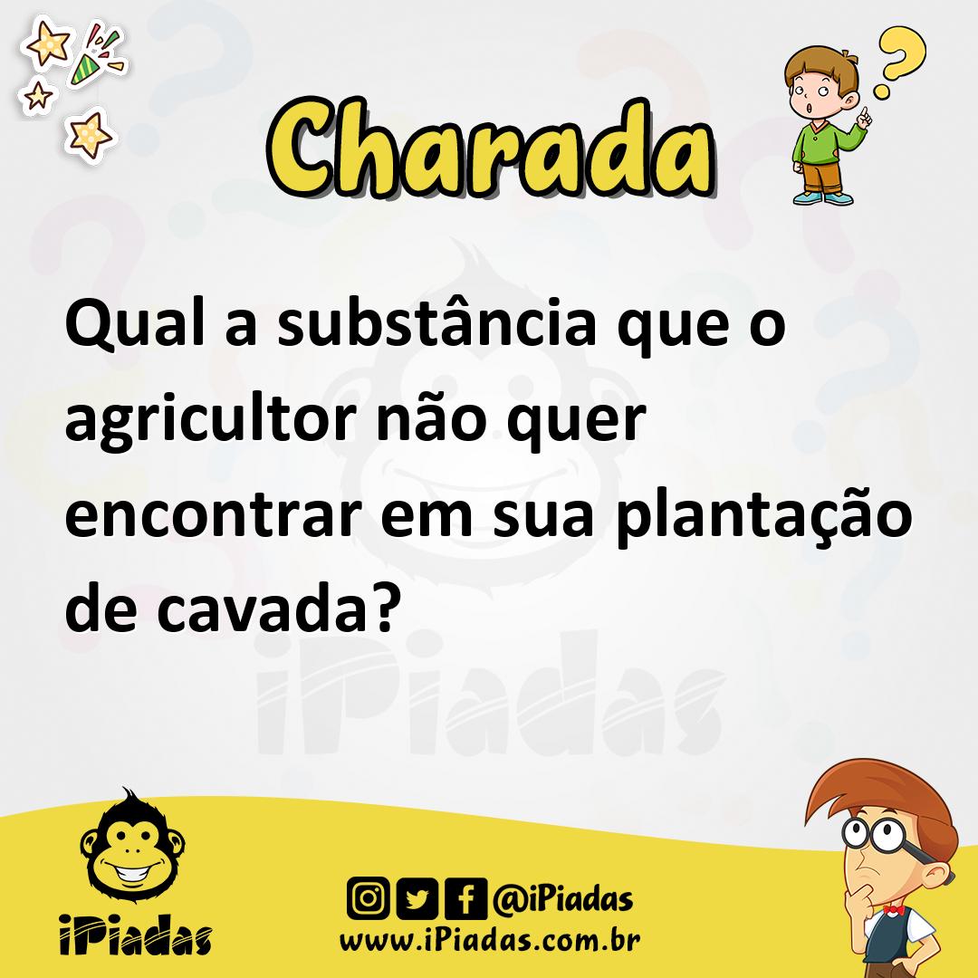 Ilustração de Qual a substância que o agricultor não quer encontrar em sua plantação de cavada? no iPiadas