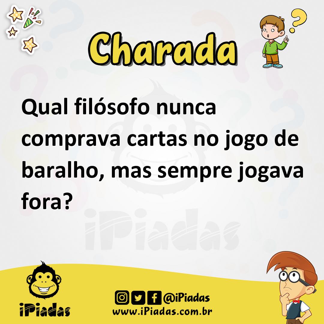 Ilustração de Qual filósofo nunca comprava cartas no jogo de baralho, mas sempre jogava fora? no iPiadas