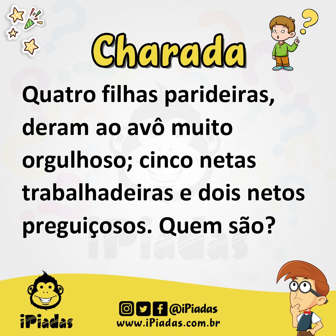 Ilustração de Quatro filhas parideiras, deram ao avô muito orgulhoso; cinco netas trabalhadeiras e dois netos preguiçosos. Quem são? no iPiadas