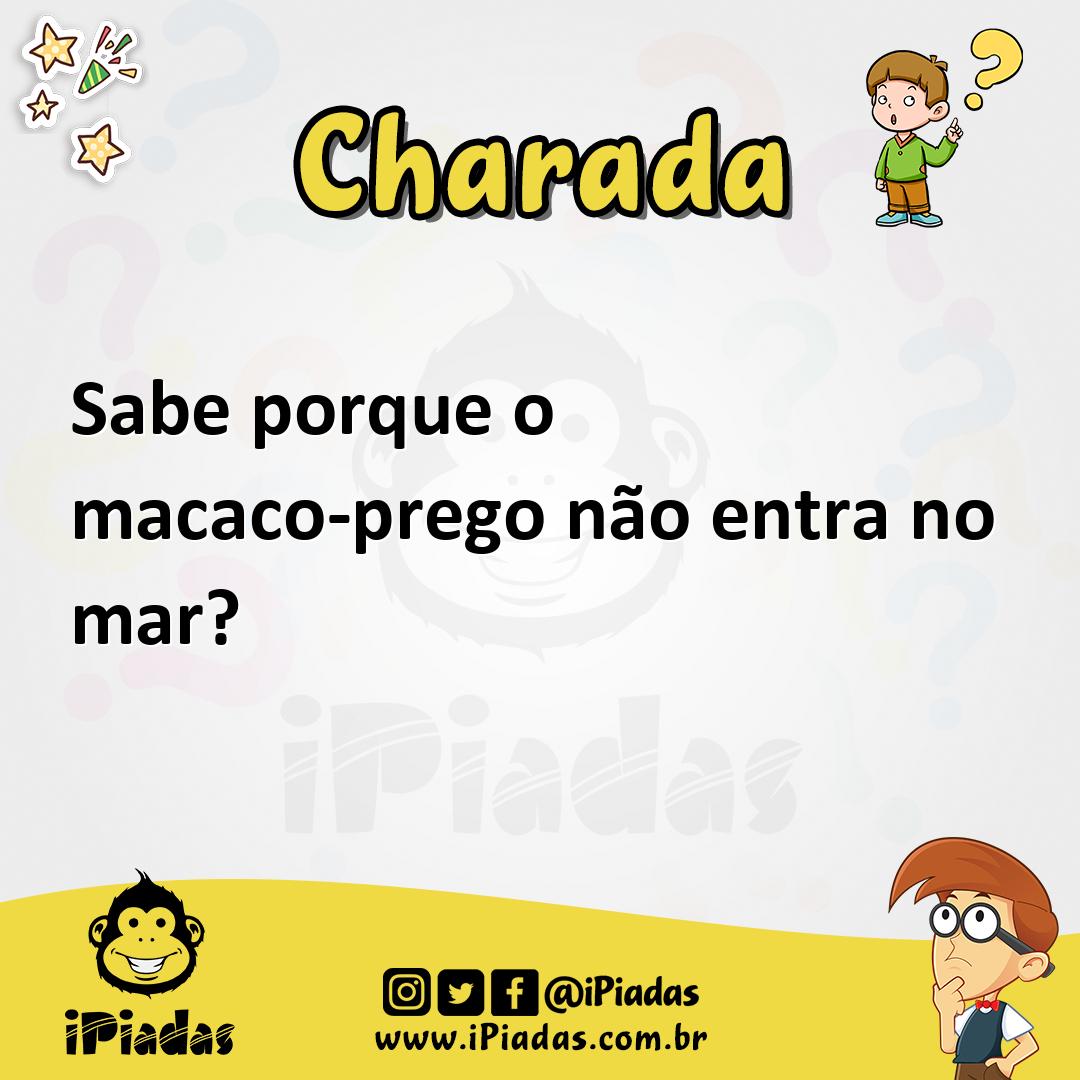 Ilustração de Sabe porque o macaco-prego não entra no mar? no iPiadas