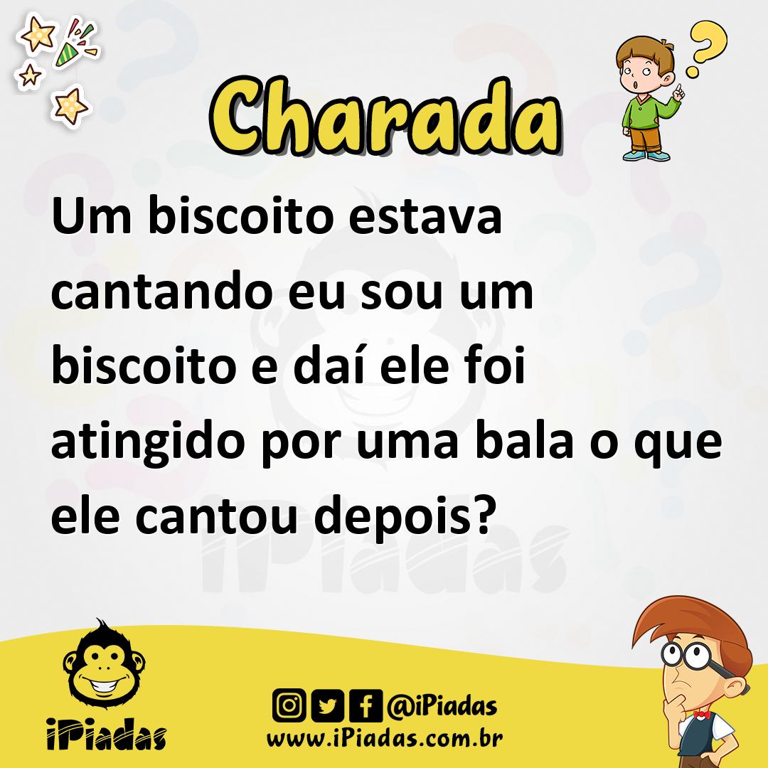 Ilustração de Um biscoito estava cantando eu sou um biscoito e daí ele foi atingido por uma bala o que ele cantou depois? no iPiadas