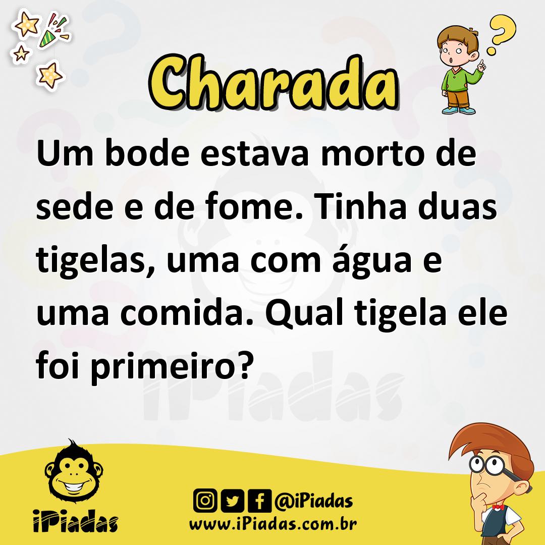 Ilustração de Um bode estava morto de sede e de fome. Tinha duas tigelas, uma com água e uma comida. Qual tigela ele foi primeiro? no iPiadas