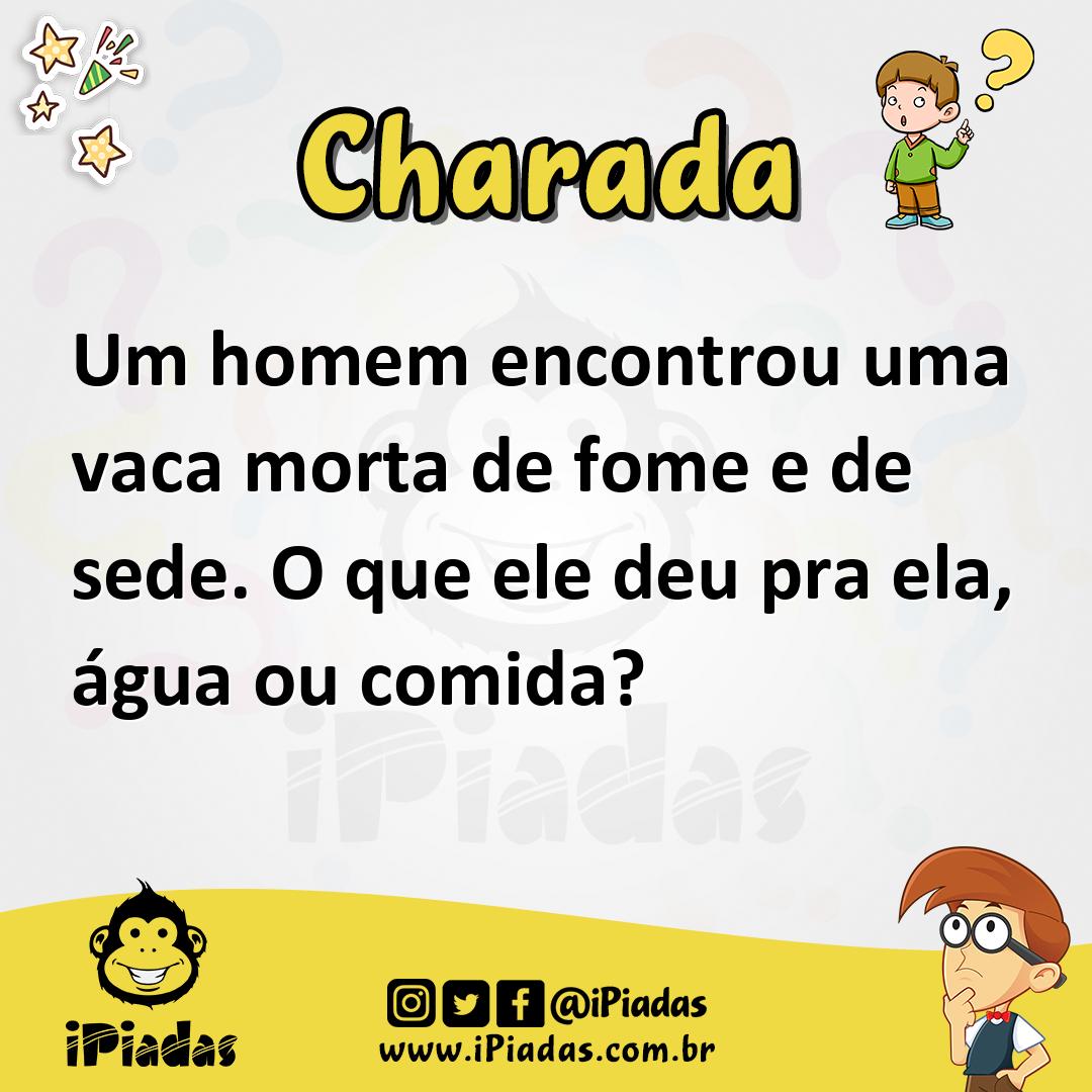 Ilustração de Um homem encontrou uma vaca morta de fome e de sede. O que ele deu pra ela, água ou comida? no iPiadas