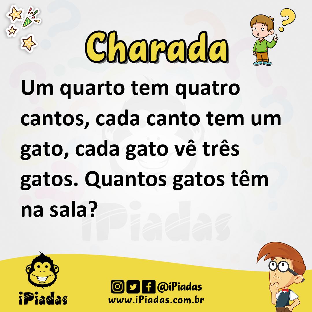 Ilustração de Um quarto tem quatro cantos, cada canto tem um gato, cada gato vê três gatos. Quantos gatos têm na sala? no iPiadas