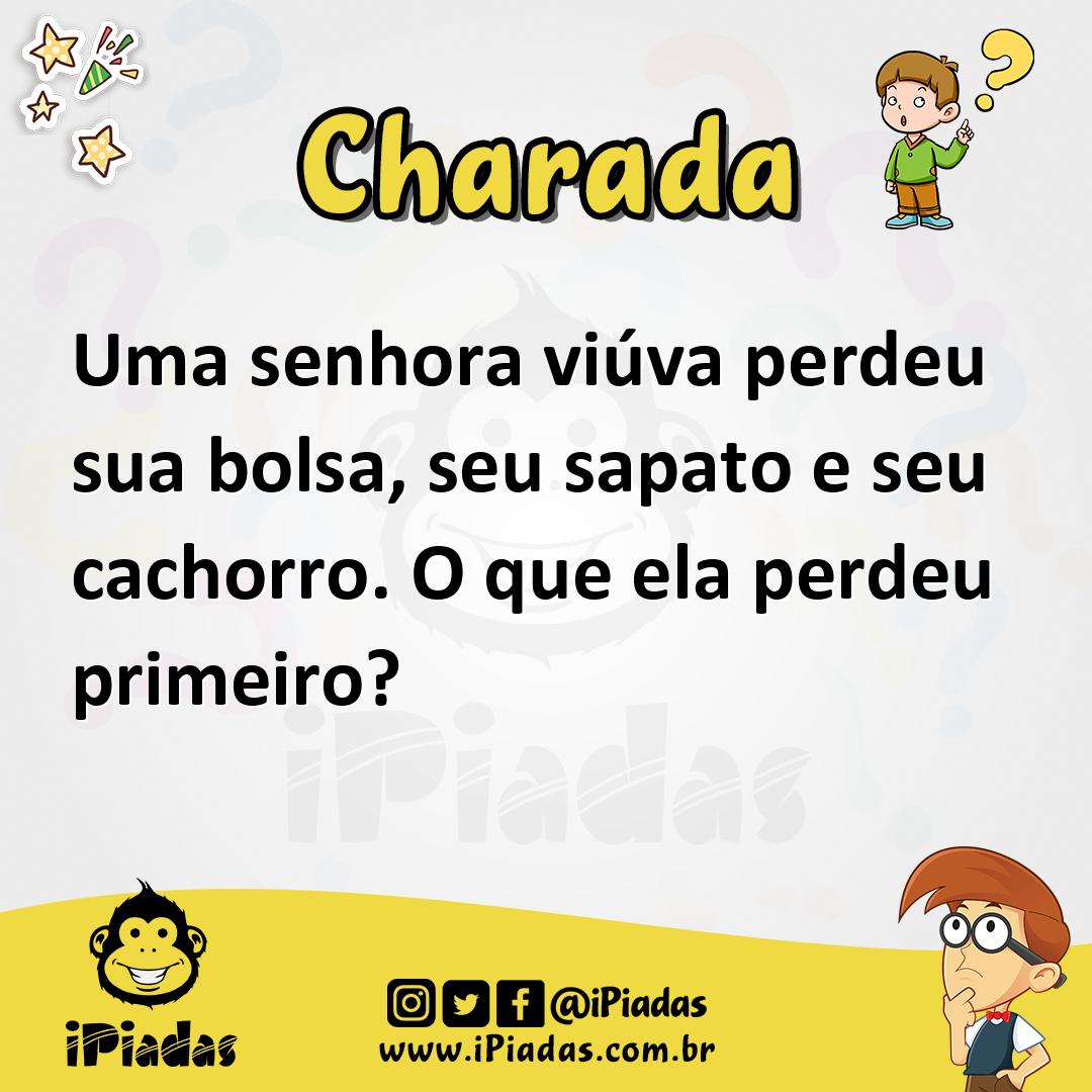Ilustração de Uma senhora viúva perdeu sua bolsa, seu sapato e seu cachorro. O que ela perdeu primeiro? no iPiadas