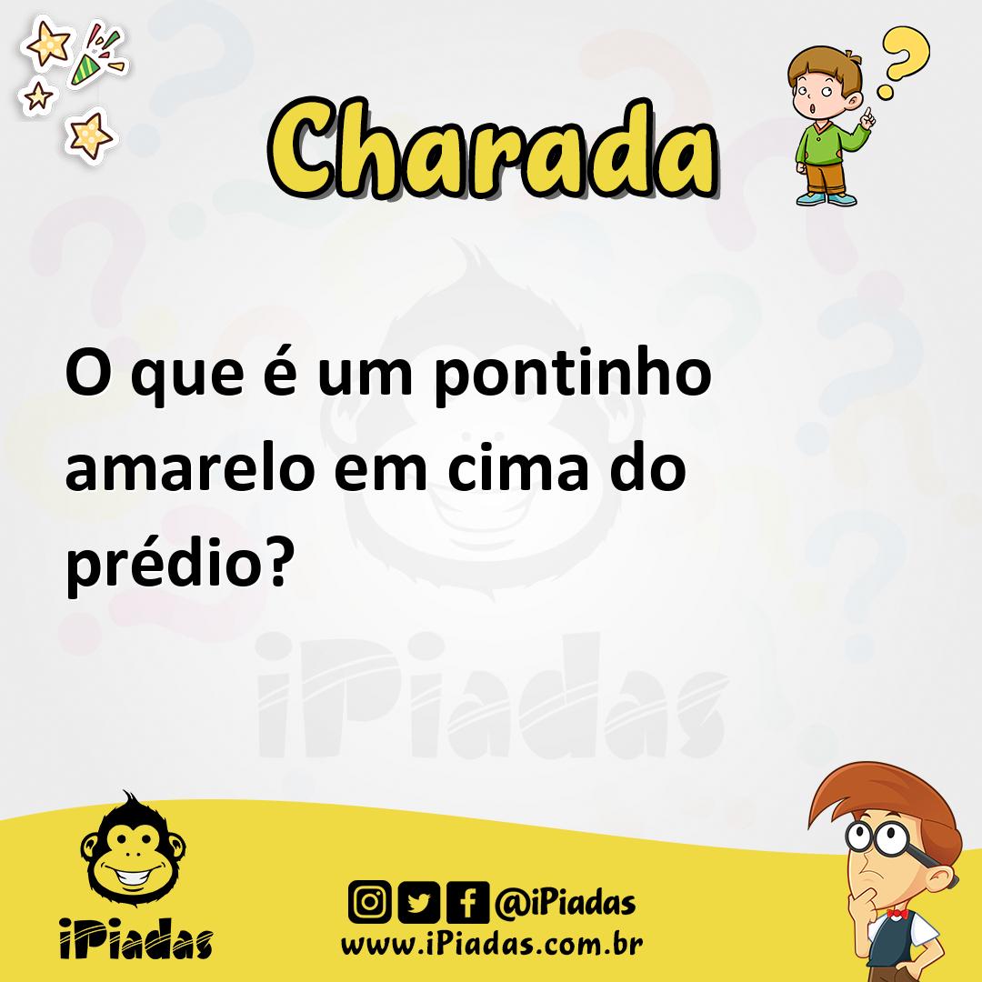 Ilustração de O que é um pontinho amarelo em cima do prédio? no iPiadas