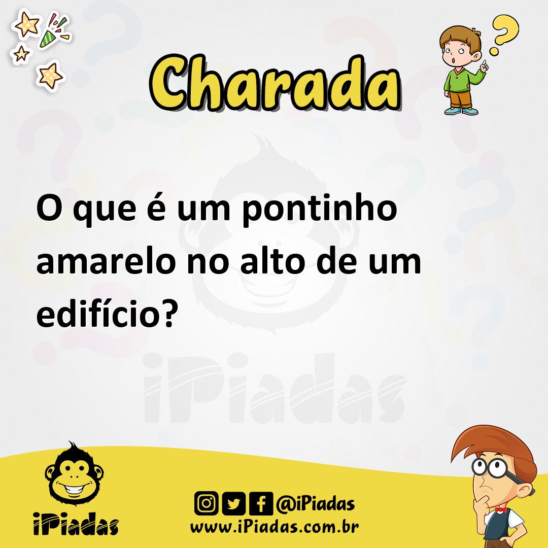 Ilustração de O que é um pontinho amarelo no alto de um edifício? no iPiadas