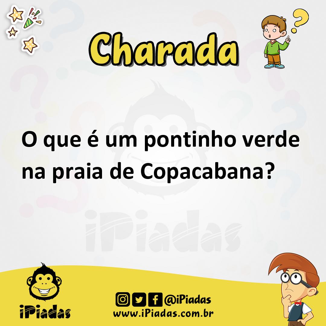 Ilustração de O que é um pontinho verde na praia de Copacabana? no iPiadas