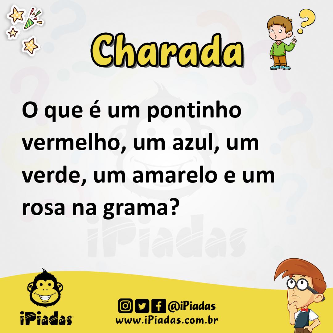 Ilustração de O que é um pontinho vermelho, um azul, um verde, um amarelo e um rosa na grama? no iPiadas