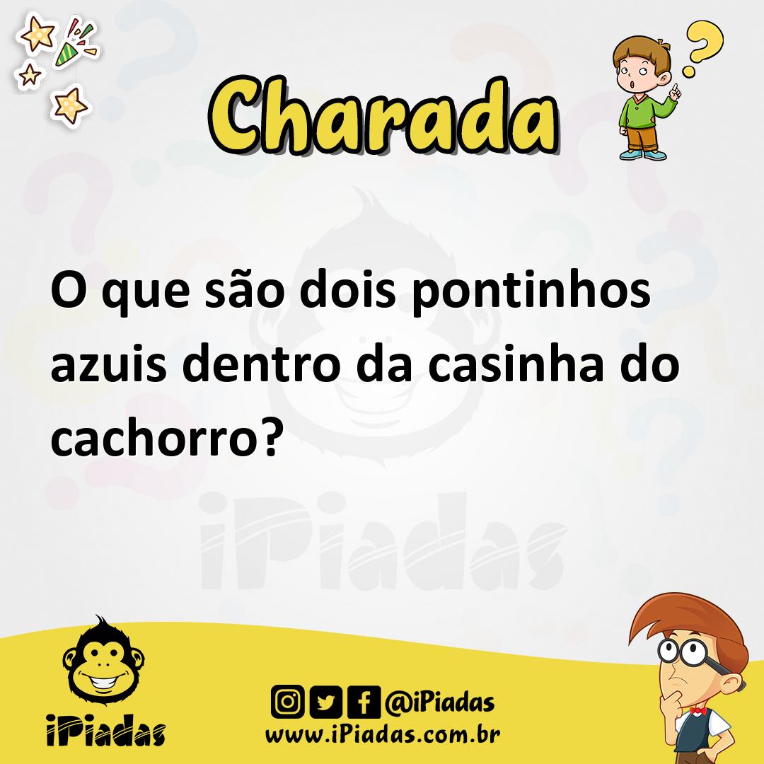 Ilustração de O que são dois pontinhos azuis dentro da casinha do cachorro? no iPiadas