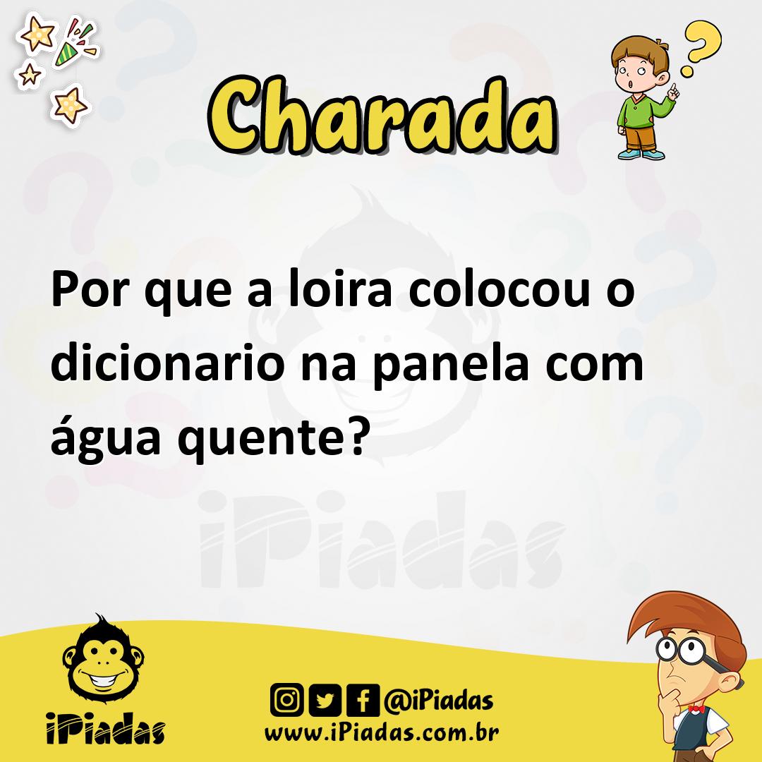 Ilustração de Por que a loira colocou o dicionario na panela com água quente? no iPiadas