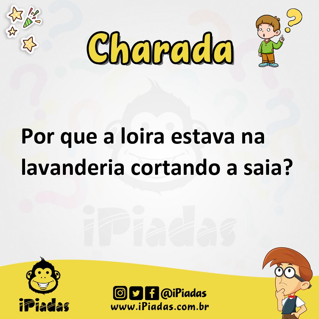 Ilustração de Por que a loira estava na lavanderia cortando a saia? no iPiadas