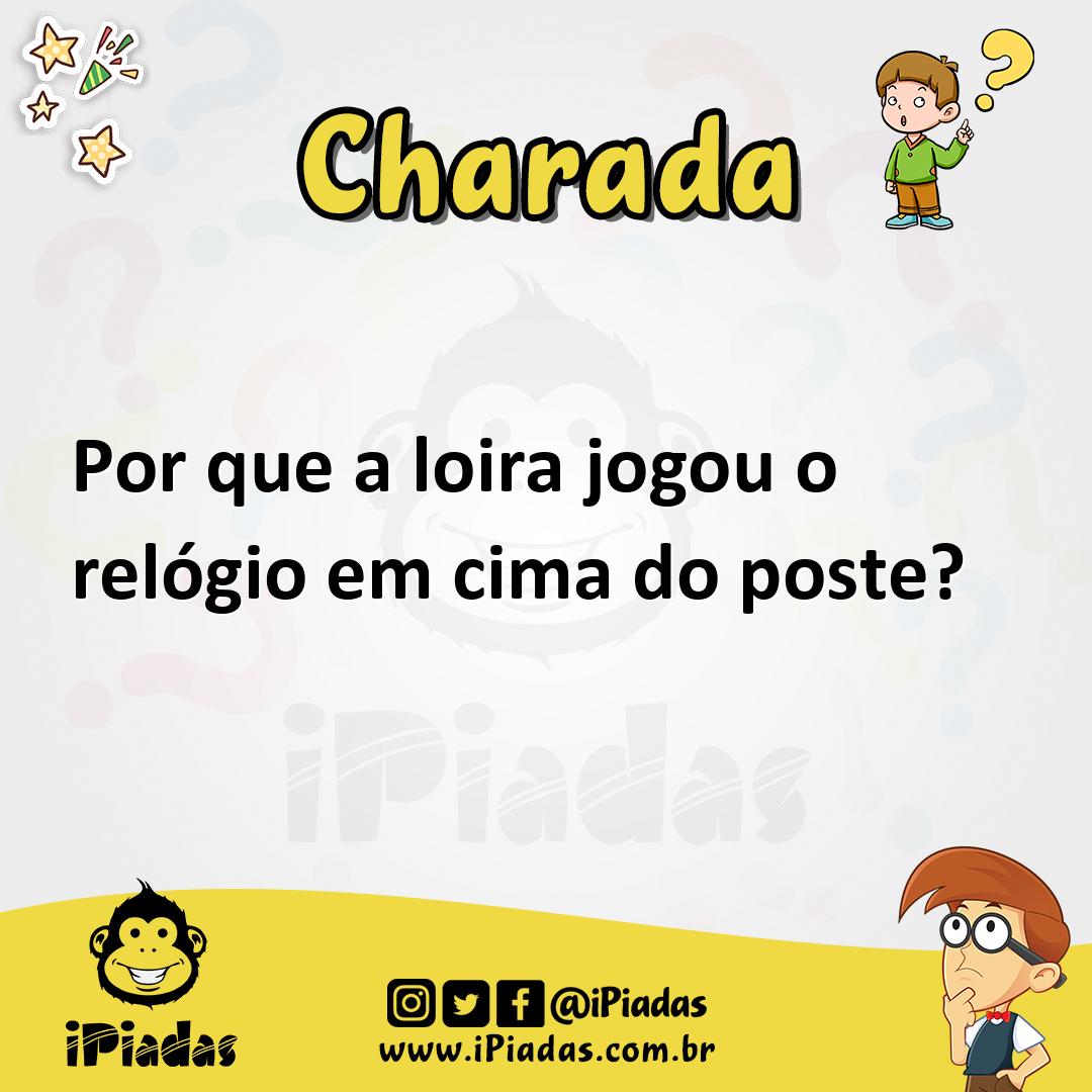 Ilustração de Por que a loira jogou o relógio em cima do poste? no iPiadas