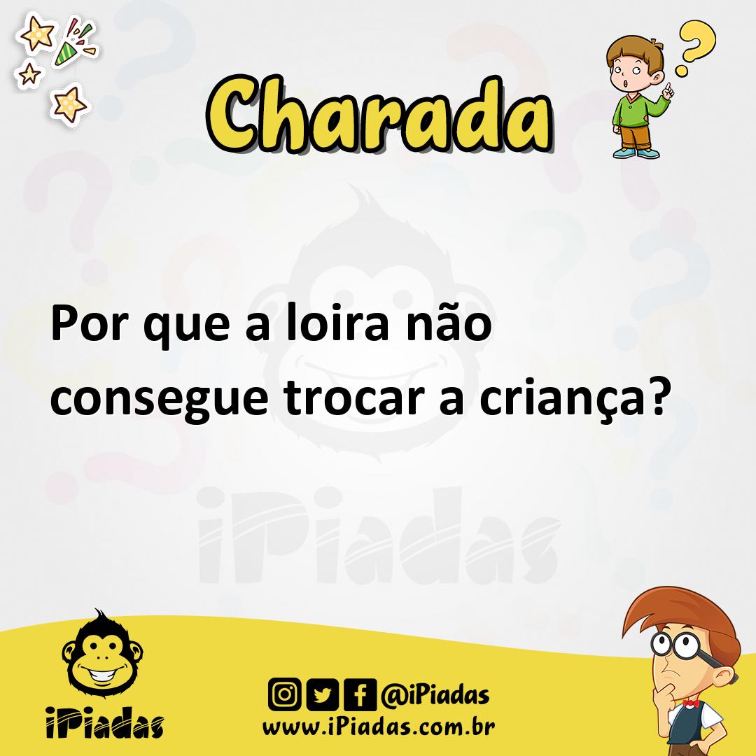 Ilustração de Por que a loira não consegue trocar a criança? no iPiadas