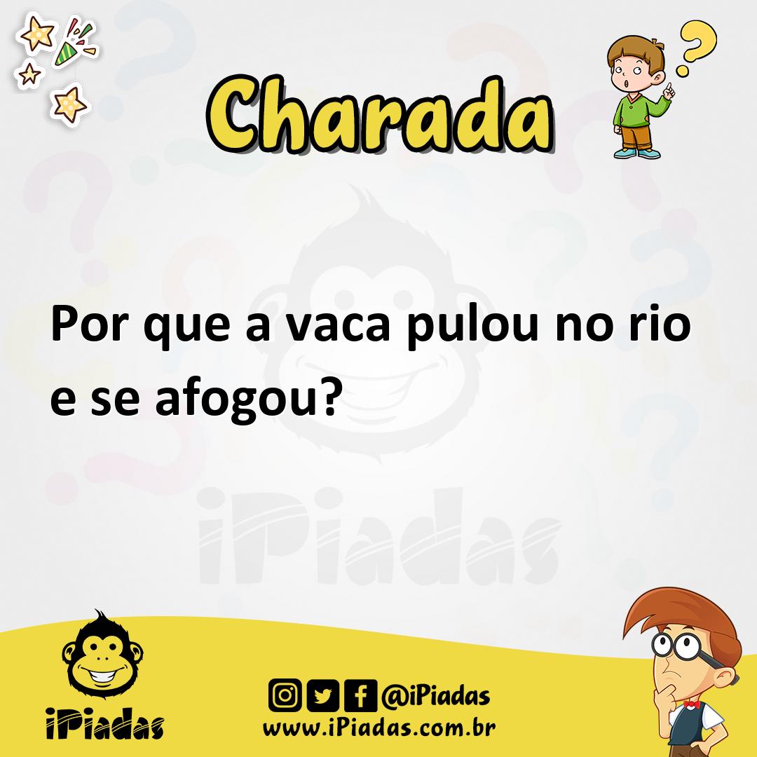 Ilustração de Por que a vaca pulou no rio e se afogou? no iPiadas
