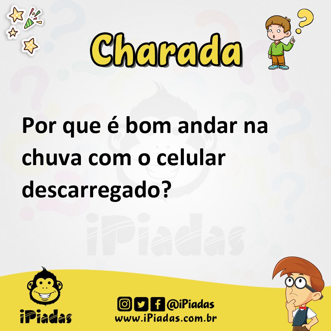 Ilustração de Por que é bom andar na chuva com o celular descarregado? no iPiadas