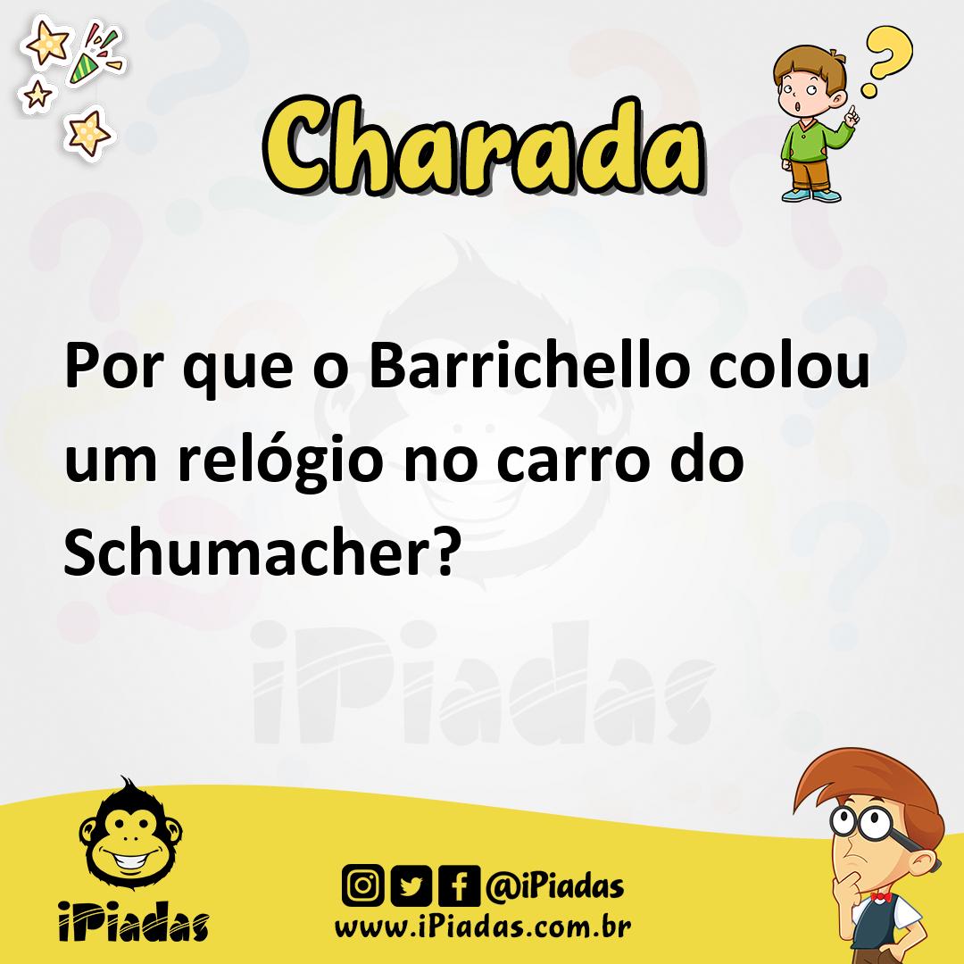 Ilustração de Por que o Barrichello colou um relógio no carro do Schumacher? no iPiadas