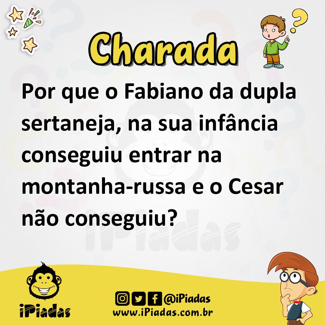 Ilustração de Por que o Fabiano da dupla sertaneja, na sua infância conseguiu entrar na montanha-russa e o Cesar não conseguiu? no iPiadas
