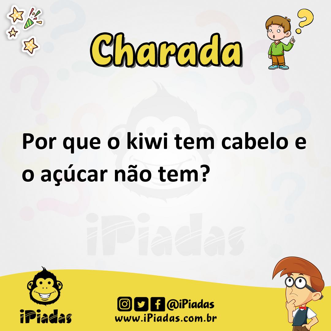 Ilustração de Por que o kiwi tem cabelo e o açúcar não tem? no iPiadas