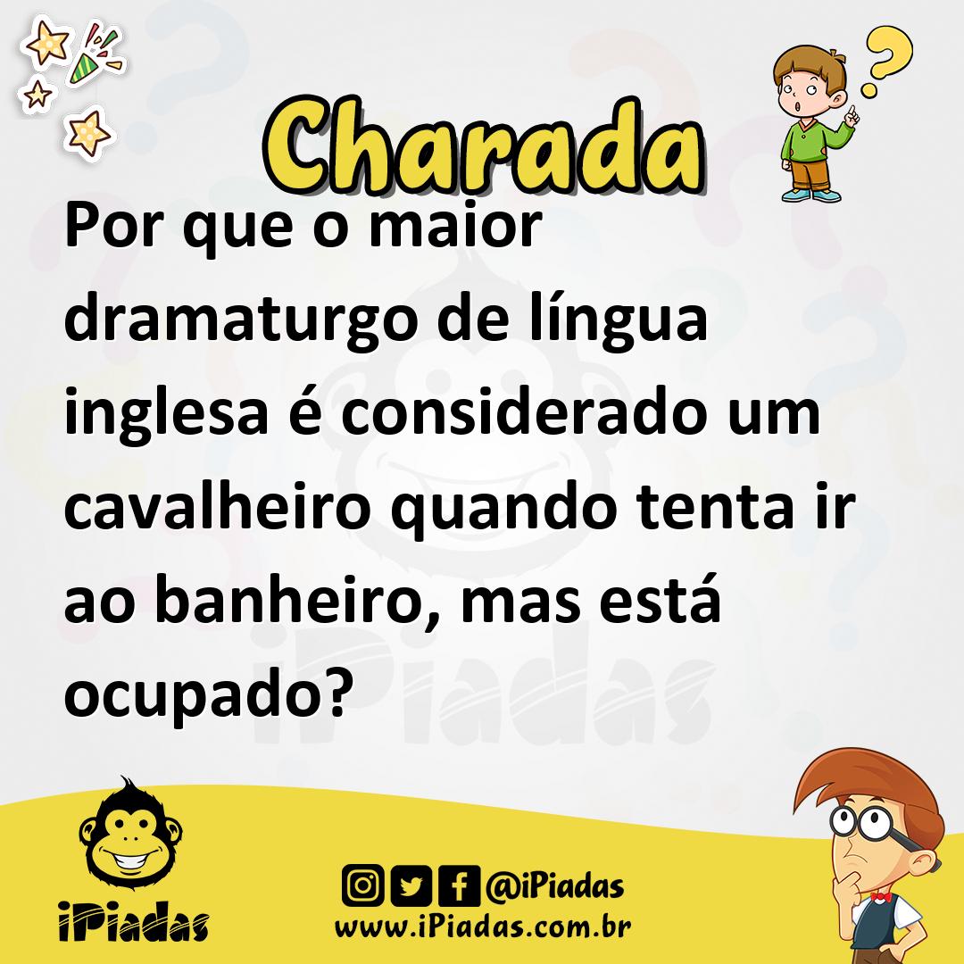 Ilustração de Por que o maior dramaturgo de língua inglesa é considerado um cavalheiro quando tenta ir ao banheiro, mas está ocupado? no iPiadas