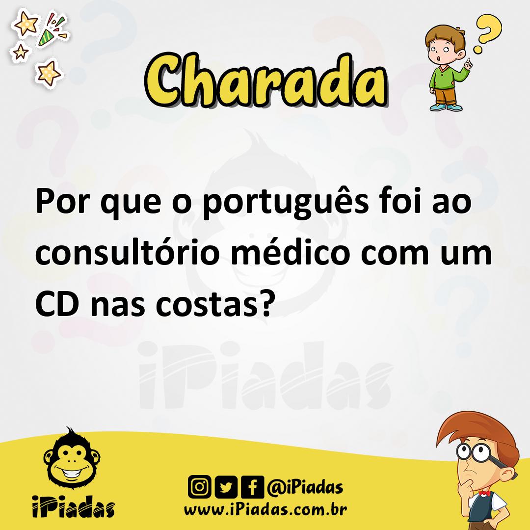 Ilustração de Por que o português foi ao consultório médico com um CD nas costas? no iPiadas