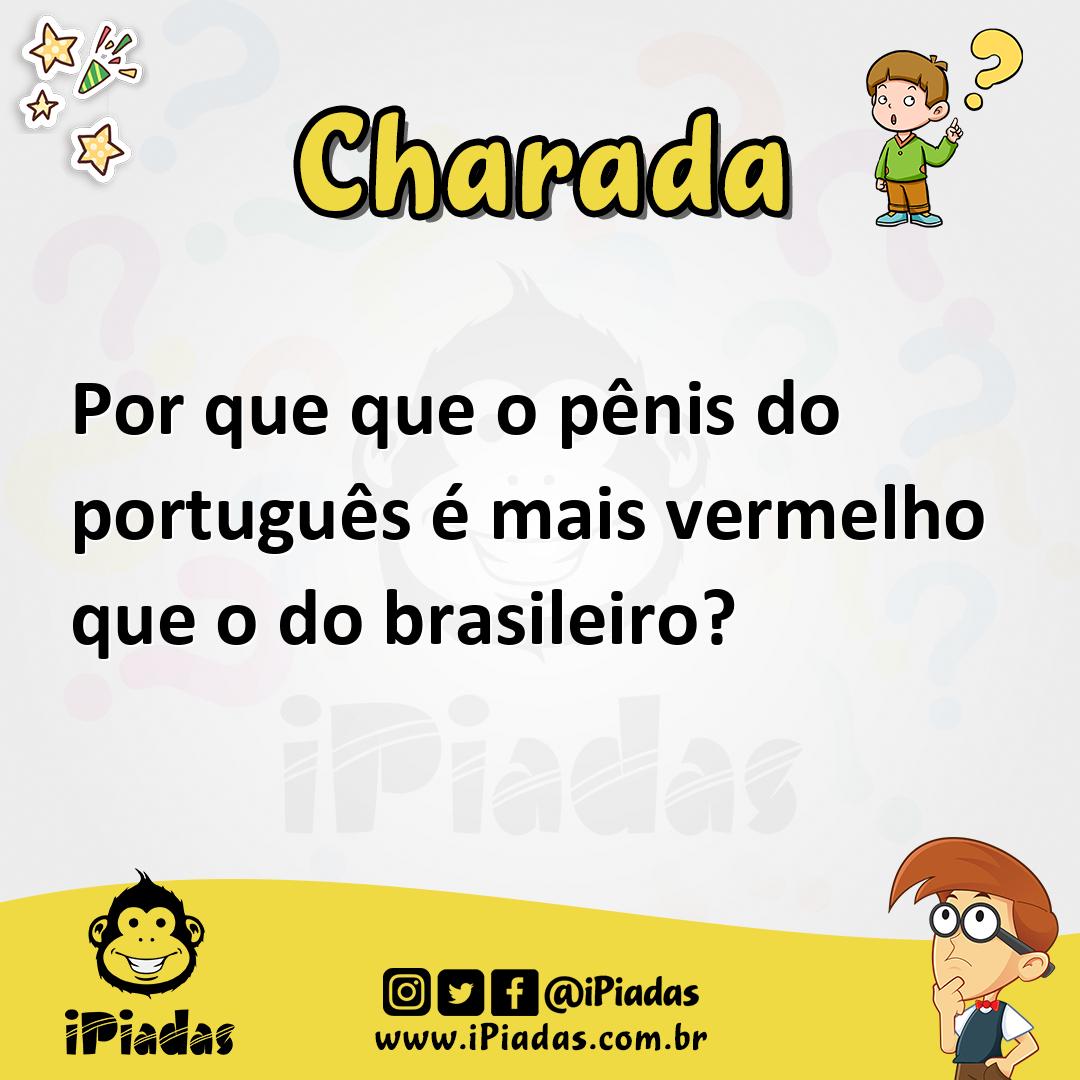 Ilustração de Por que que o pênis do português é mais vermelho que o do brasileiro? no iPiadas