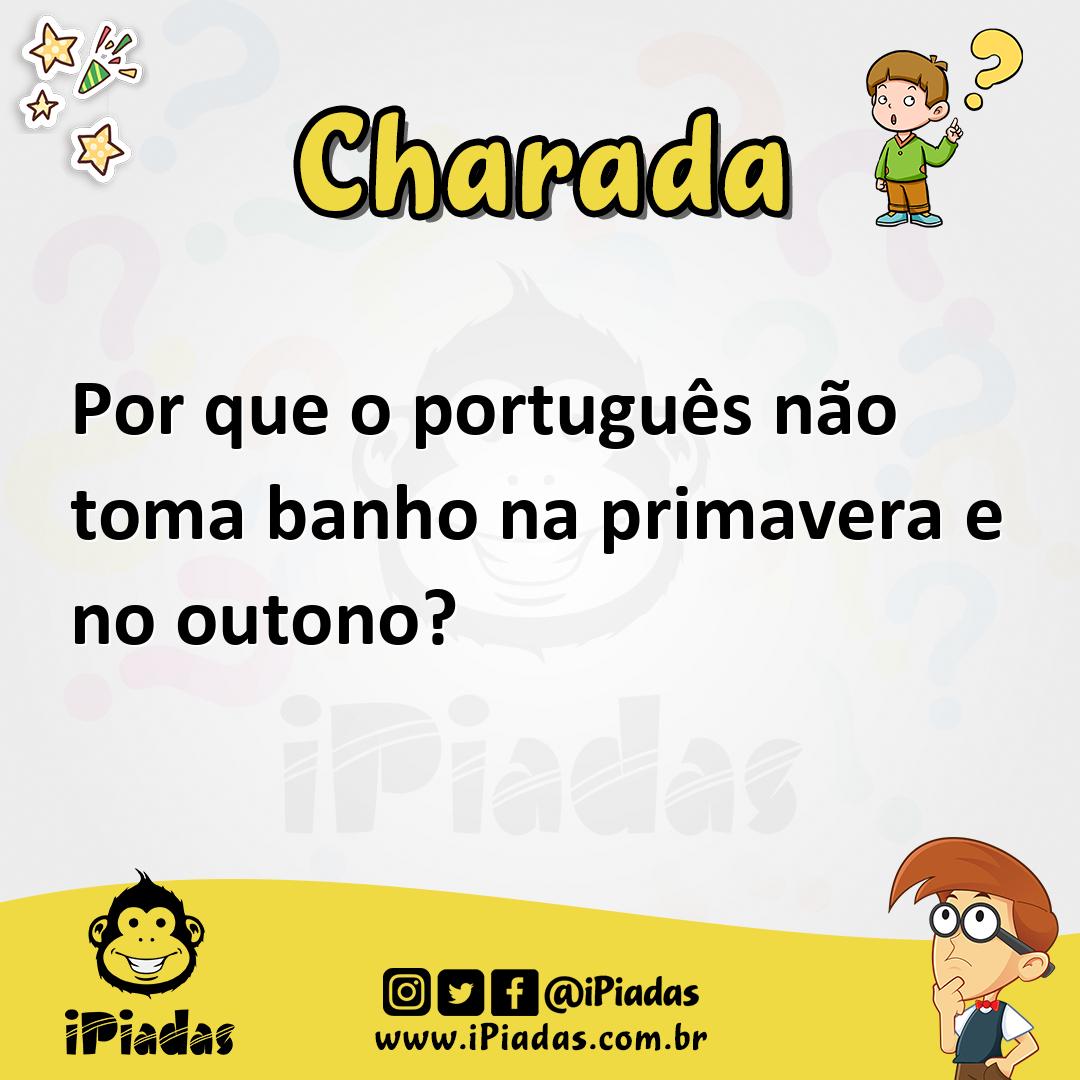 Ilustração de Por que o português não toma banho na primavera e no outono? no iPiadas