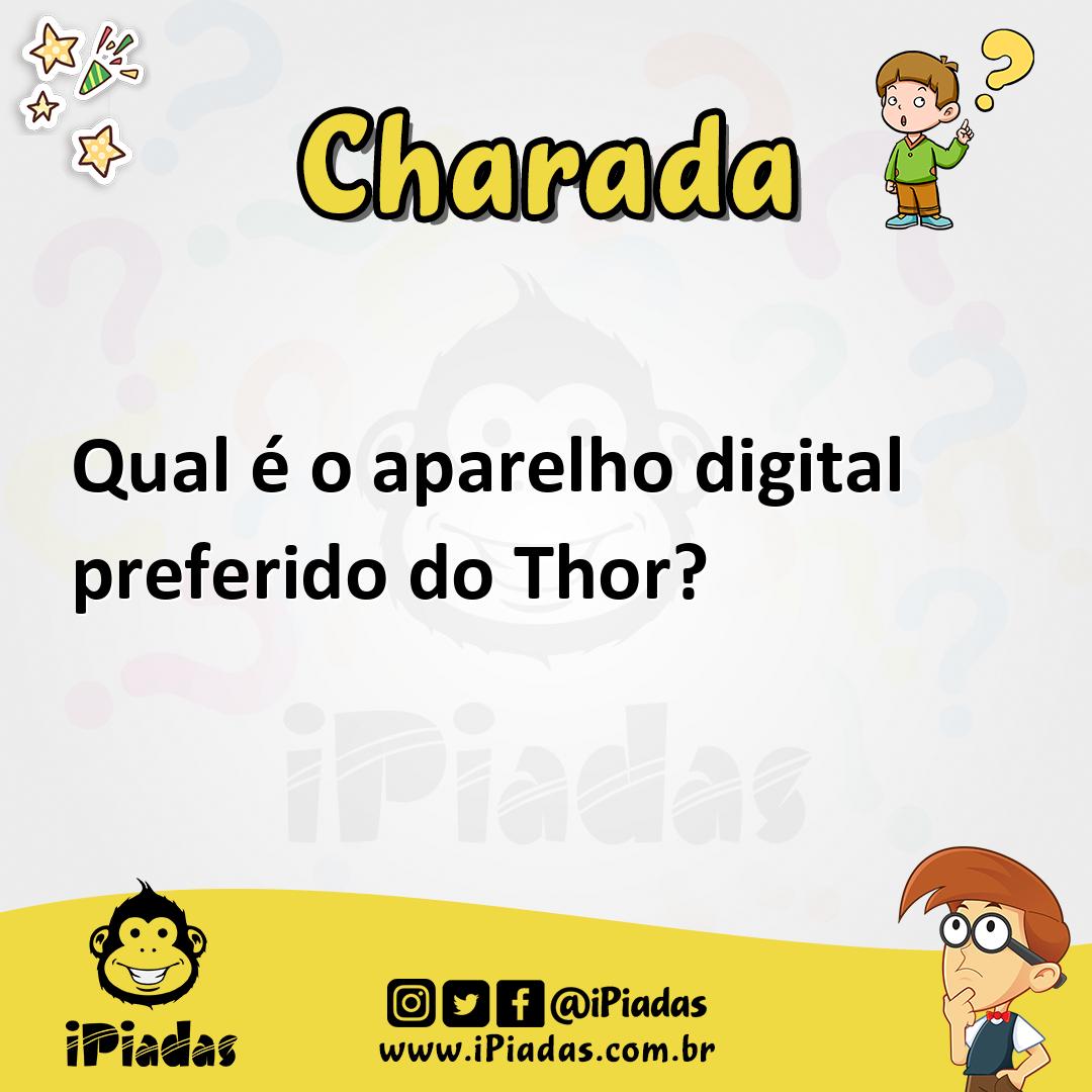 Ilustração de Qual é o aparelho digital preferido do Thor? no iPiadas