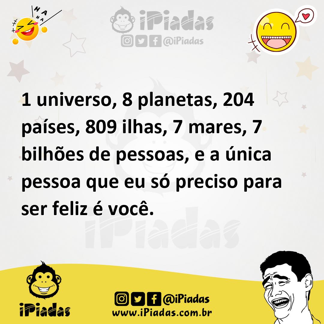 Ilustração de 1 universo, 8 planetas, 204 países, 809 ilhas, 7 mares, 7 bilhões de p... no iPiadas