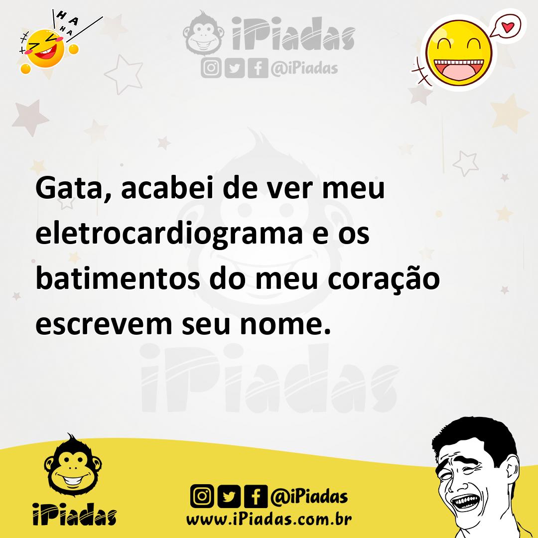 Ilustração de Gata, acabei de ver meu eletrocardiograma e os batimentos do meu coraç... no iPiadas