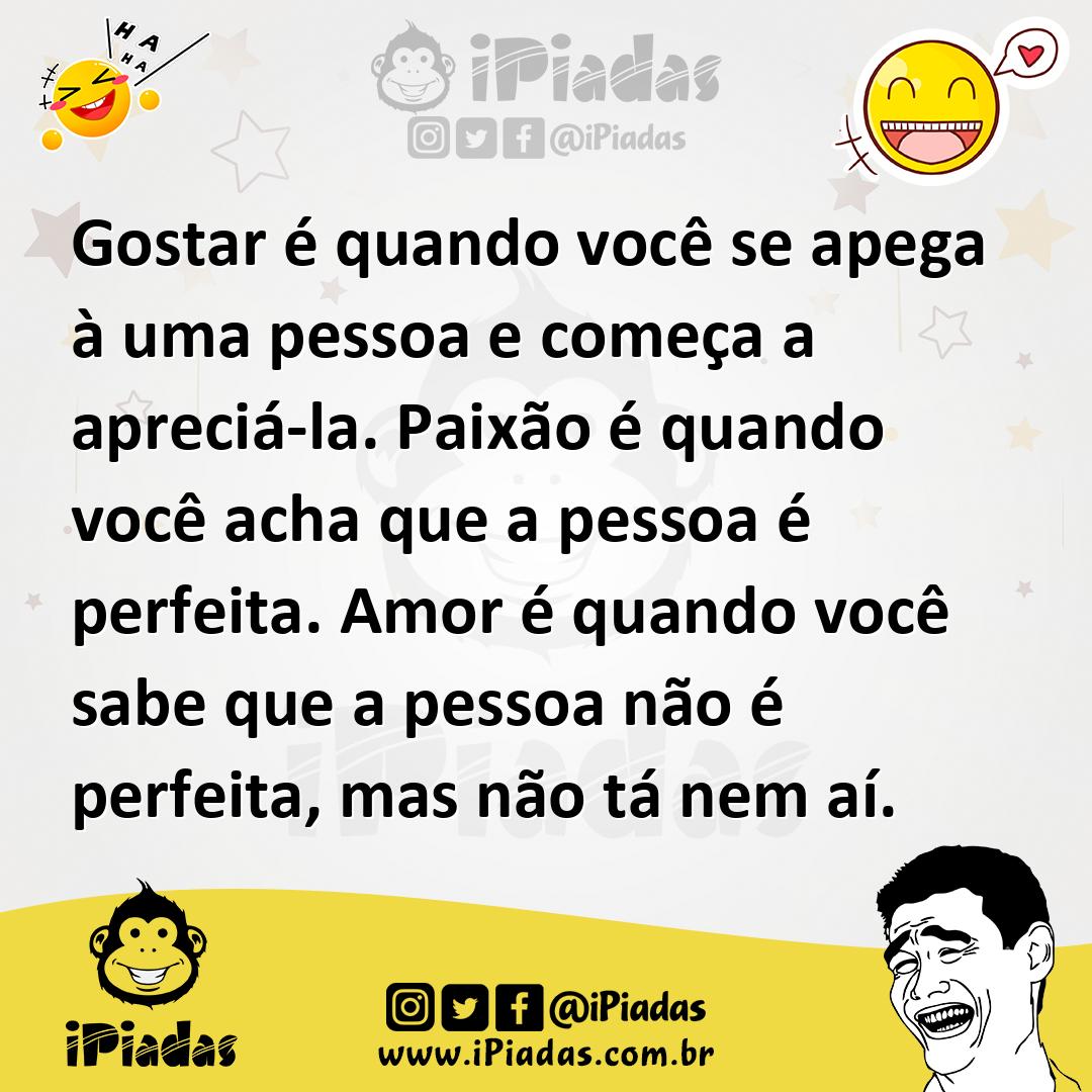 Ilustração de Gostar é quando você se apega à uma pessoa e começa a apreciá-la. Paix... no iPiadas