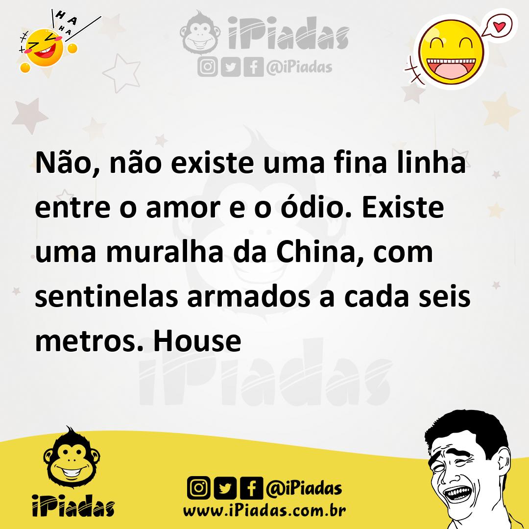 Ilustração de Não, não existe uma fina linha entre o amor e o ódio. Existe uma mural... no iPiadas
