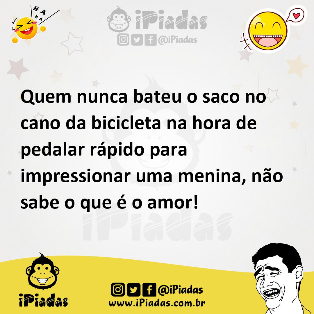 Ilustração de Quem nunca bateu o saco no cano da bicicleta na hora de pedalar rápido... no iPiadas