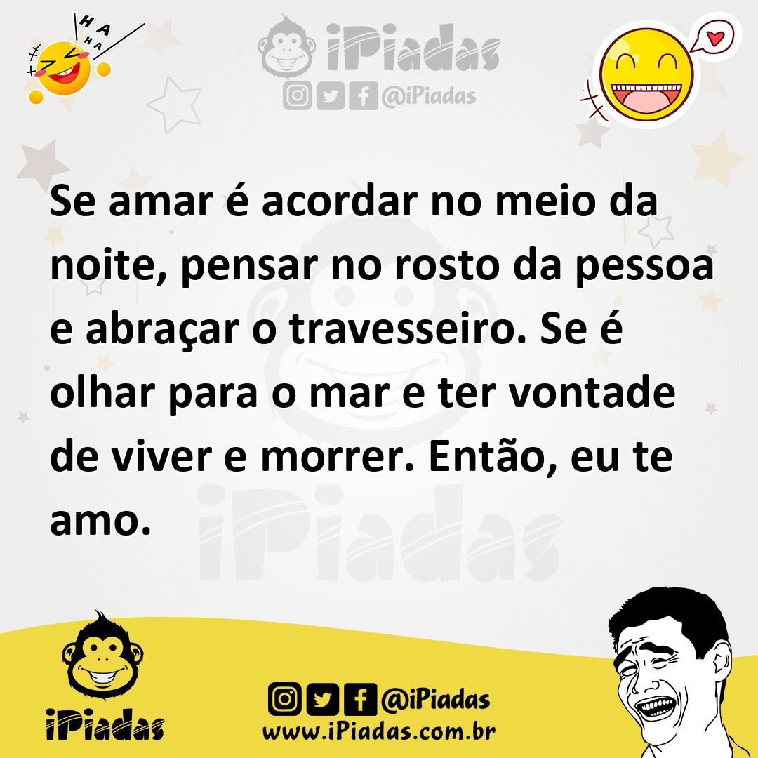 Ilustração de Se amar é acordar no meio da noite, pensar no rosto da pessoa e abraça... no iPiadas