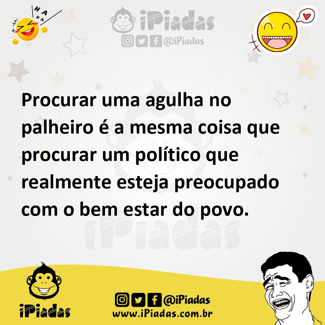 Ilustração de Procurar uma agulha no palheiro é a mesma coisa que procurar um políti... no iPiadas