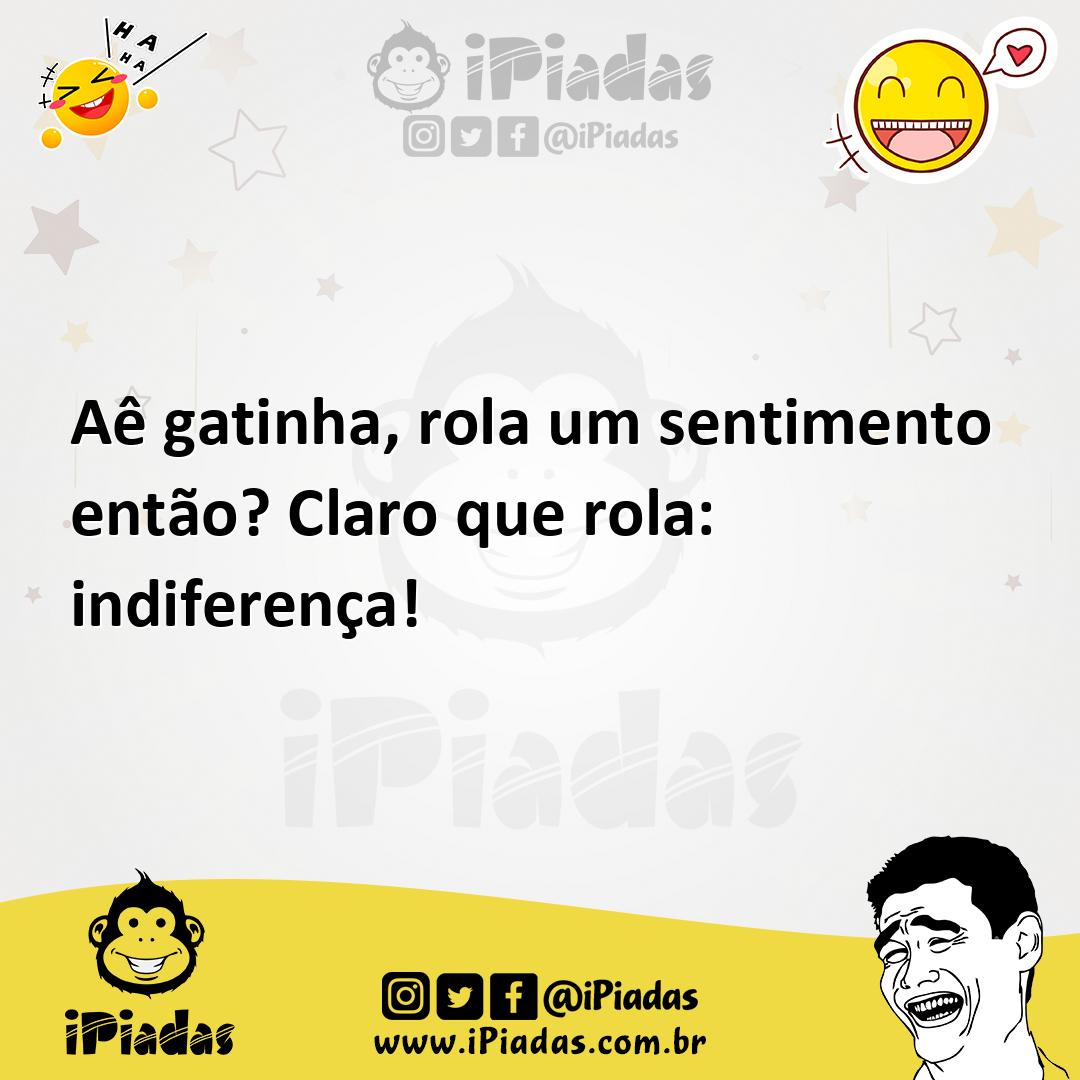 Ilustração de Aê gatinha, rola um sentimento então? Claro que rola: indiferença! no iPiadas