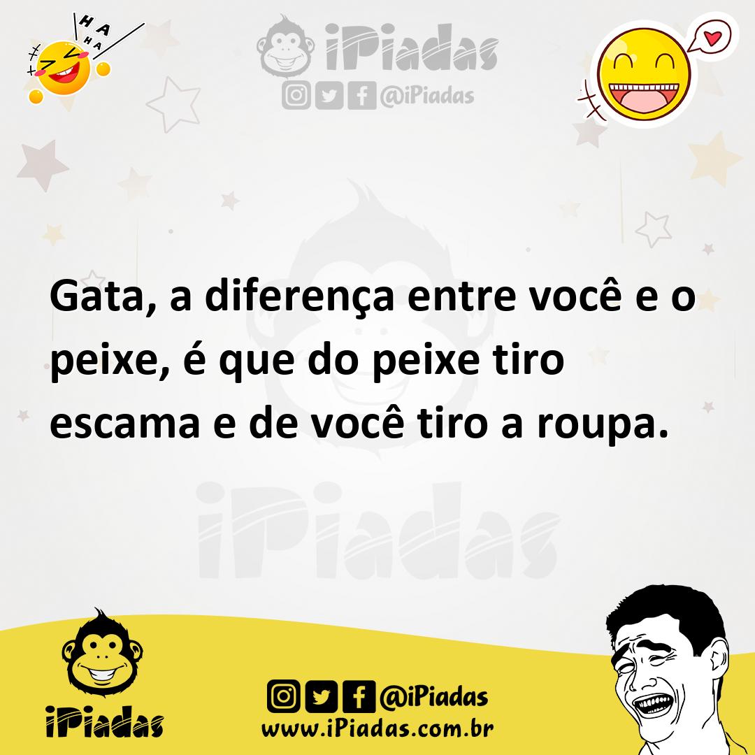 Ilustração de Gata, a diferença entre você e o peixe, é que do peixe tiro escama e d... no iPiadas