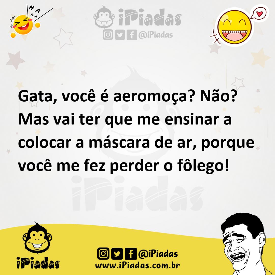 Ilustração de Gata, você é aeromoça? Não? Mas vai ter que me ensinar a colocar a más... no iPiadas