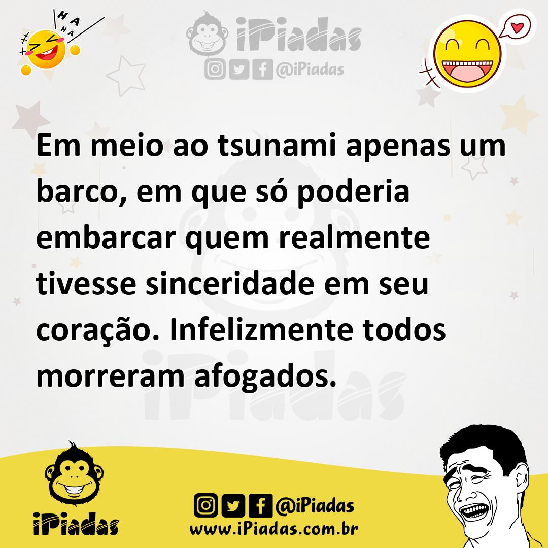 Ilustração de Em meio ao tsunami apenas um barco, em que só poderia embarcar quem re... no iPiadas