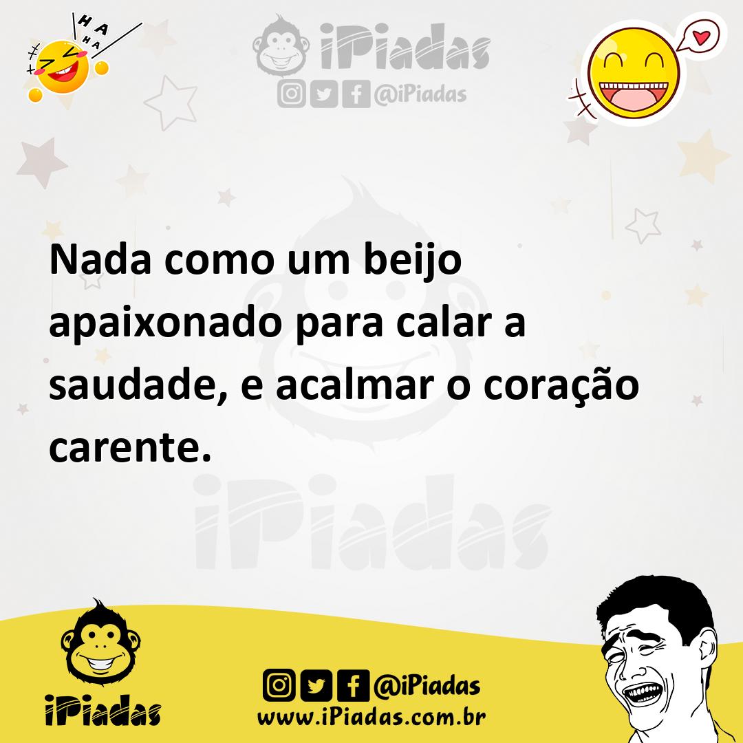 Ilustração de Nada como um beijo apaixonado para calar a saudade, e acalmar o coraçã... no iPiadas