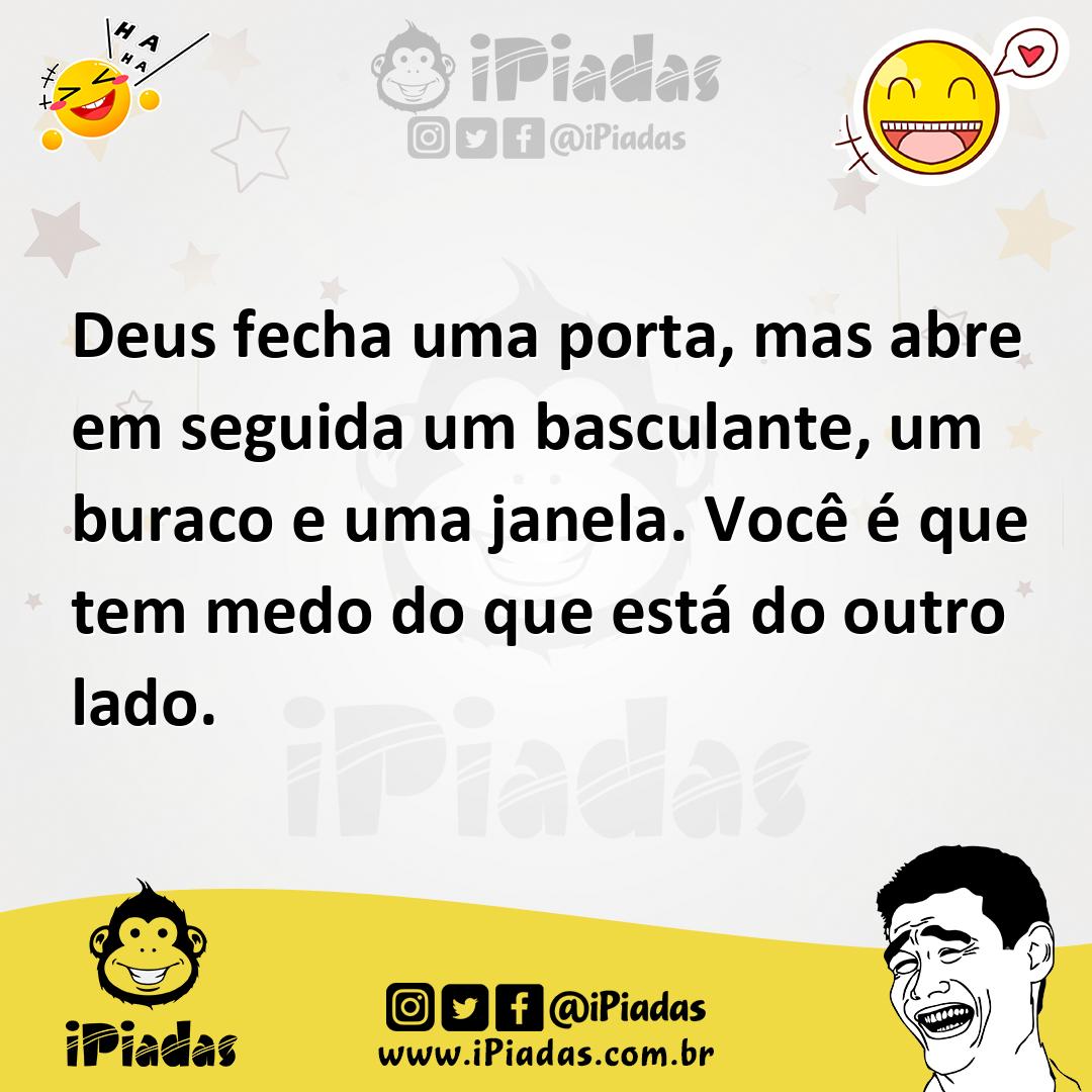 Ilustração de Deus fecha uma porta, mas abre em seguida um basculante, um buraco e u... no iPiadas
