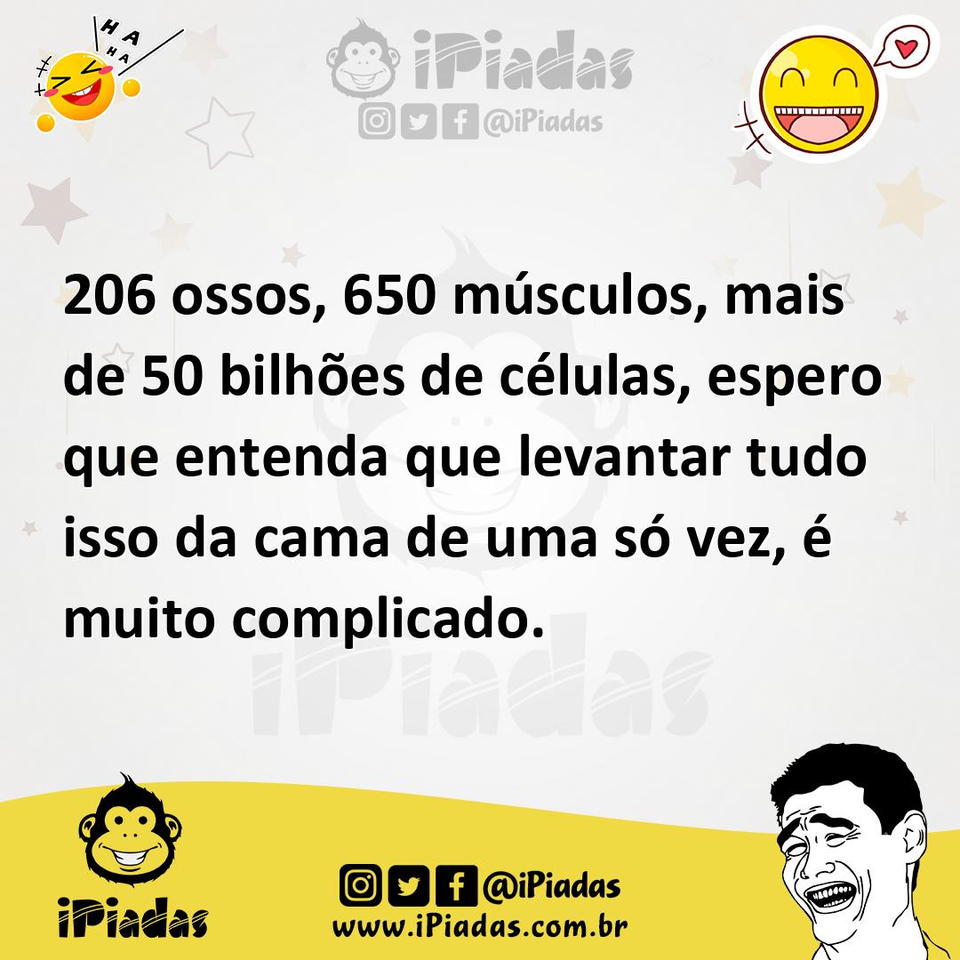 Ilustração de 206 ossos, 650 músculos, mais de 50 bilhões de células, espero que ent... no iPiadas