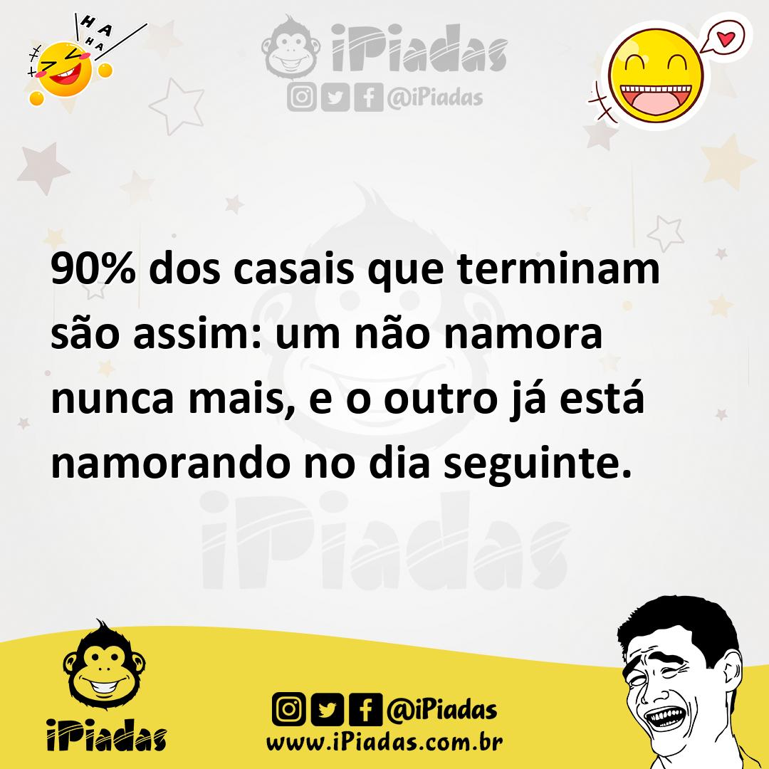 Ilustração de 90% dos casais que terminam são assim: um não namora nunca mais, e o o... no iPiadas