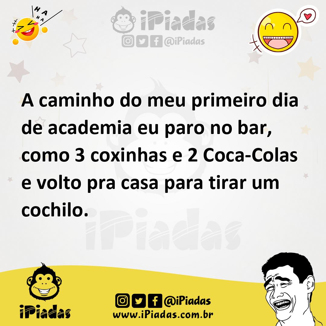 Ilustração de A caminho do meu primeiro dia de academia eu paro no bar, como 3 coxin... no iPiadas