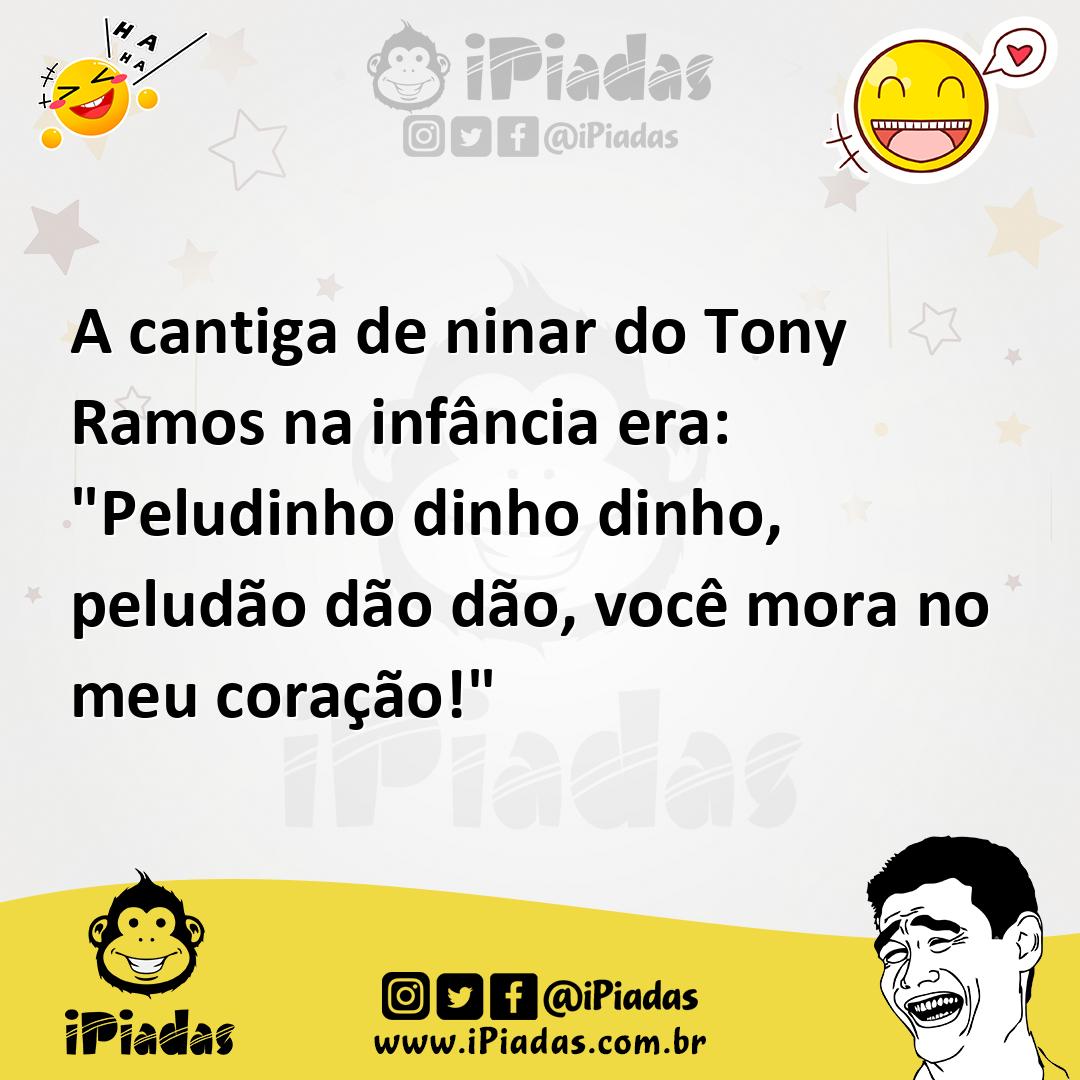 Ilustração de A cantiga de ninar do Tony Ramos na infância era: "Peludinho dinho din... no iPiadas