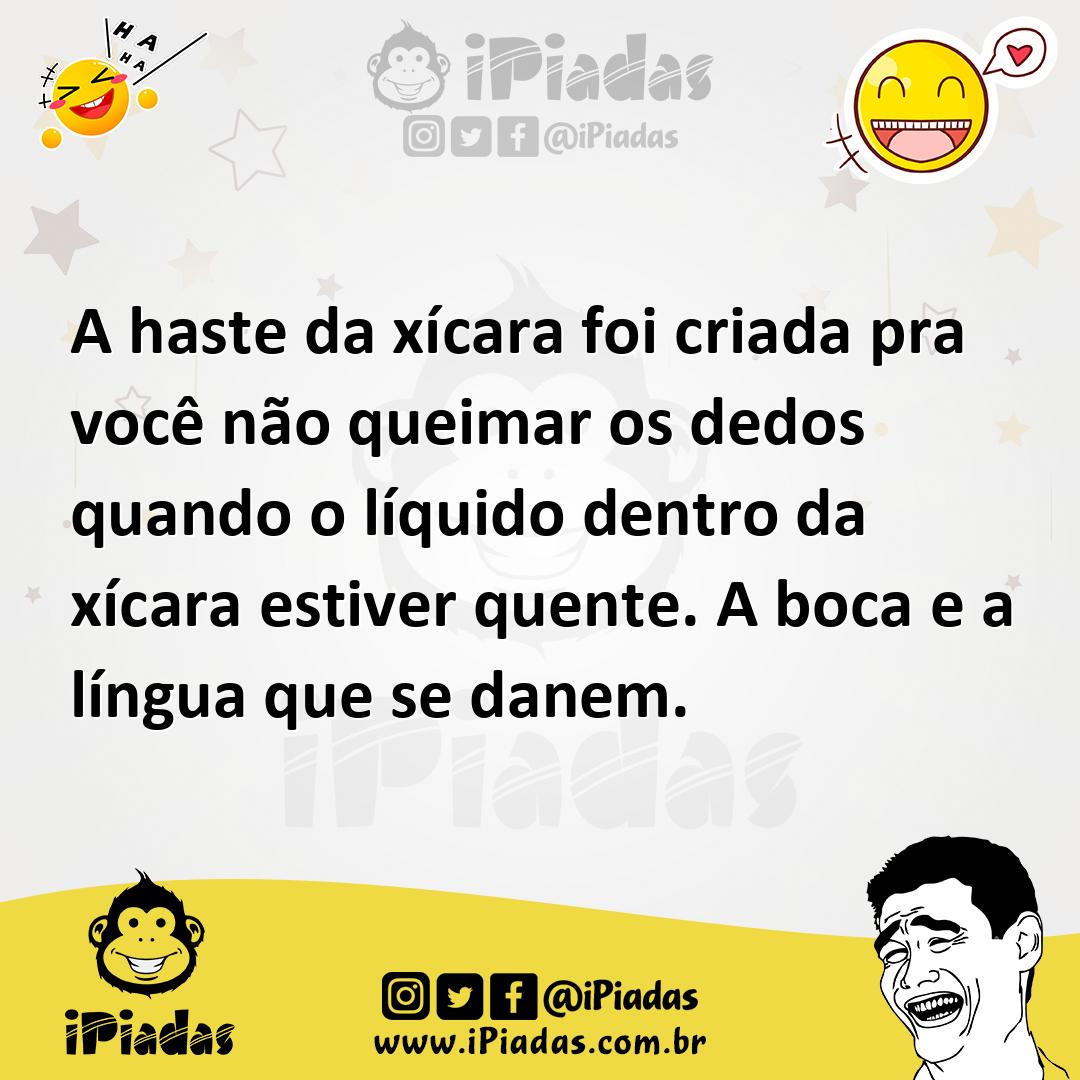 Ilustração de A haste da xícara foi criada pra você não queimar os dedos quando o lí... no iPiadas