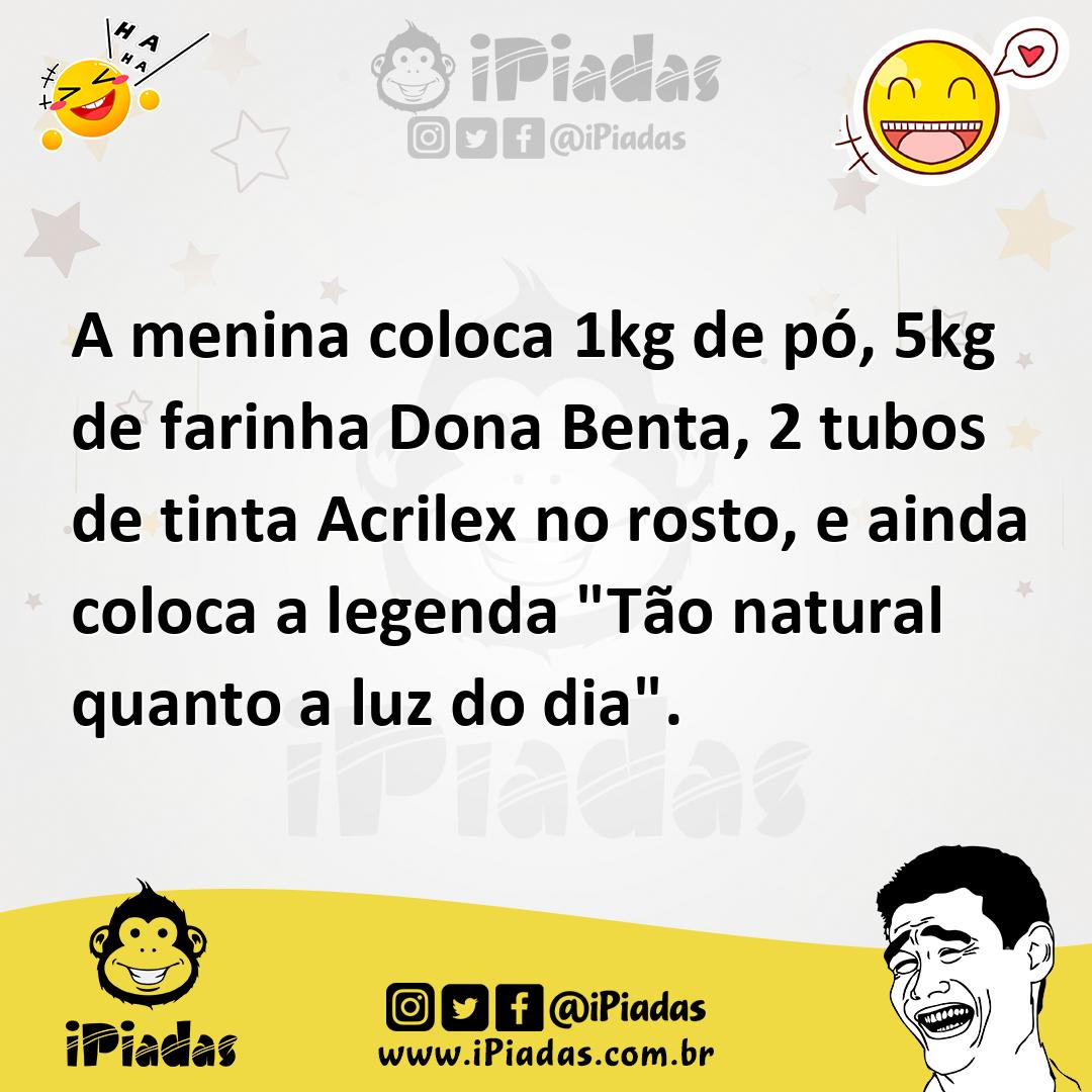 Ilustração de A menina coloca 1kg de pó, 5kg de farinha Dona Benta, 2 tubos de tinta... no iPiadas